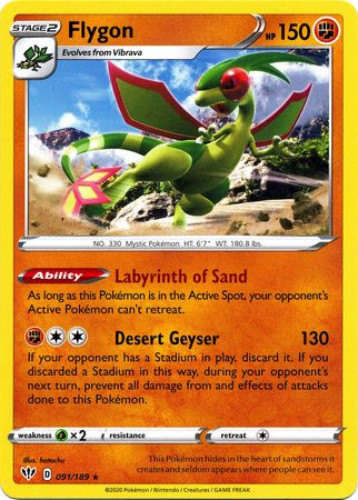 Pokemon Card - S&S: Darkness Ablaze 091/189 - FLYGON (rare