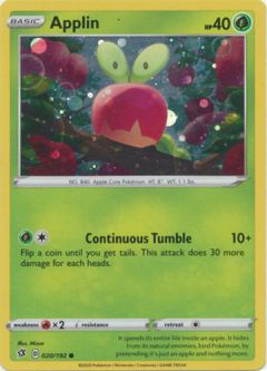 Pokemon Card - Rebel Clash 020/192 - APPLIN (ALTERNATE holo-foil promo)