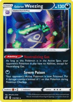 Pokemon Card - S&S: Rebel Clash 113/192 - GALARIAN WEEZING (holo-foil)