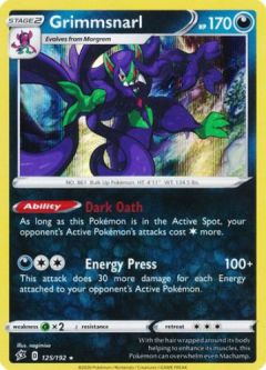 Pokemon Card - S&S: Rebel Clash 125/192 - GRIMMSNARL (holo-foil)