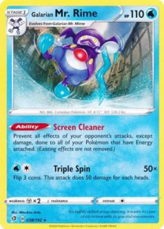 Pokemon Card - Rebel Clash 038/192 - GALARIAN MR. RIME (rare)