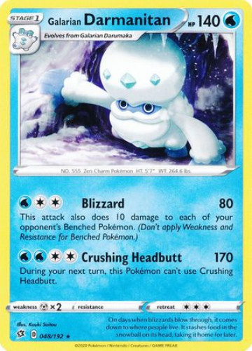 Pokemon Card - S&S: Rebel Clash 048/192 - GALARIAN DARMANITAN (rare):  BBToyStore.com - Toys, Plush, Trading Cards, Action Figures & Games online  retail store shop sale