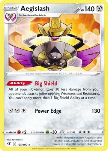 Pokemon Card - Rebel Clash 135/192 - AEGISLASH (rare): BBToyStore.com -  Toys, Plush, Trading Cards, Action Figures & Games online retail store shop  sale