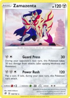 Pokemon Card - Rebel Clash 140/192 - ZAMAZENTA (rare)