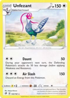 Pokemon Card - Rebel Clash 145/192 - UNFEZANT (rare)
