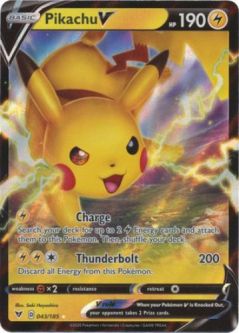 Pokemon Card - Vivid Voltage 043/185 - PIKACHU V (ultra rare holo)