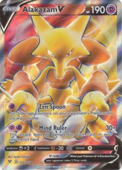 Pokemon Card - Vivid Voltage 172/185 - ALAKAZAM V (Full Art) (ultra rare holo)