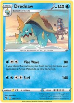Pokemon Card - Vivid Voltage 039/185 - DREDNAW (rare)