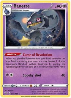 Pokemon Card - S&S: Vivid Voltage 068/185 - BANETTE (rare)