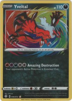 Pokemon Card - Shining Fates 046/072 - YVELTAL (amazing rare holo)