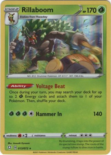 Pokemon Card - Shining Fates 013/072 - RILLABOOM (holo-foil):  BBToyStore.com - Toys, Plush, Trading Cards, Action Figures & Games online  retail store shop sale