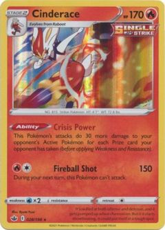 Pokemon Card - S&S: Chilling Reign 028/198 - CINDERACE (holo-foil)