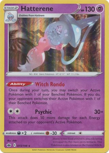Pokemon Card - S&S: Chilling Reign 073/198 - HATTERENE (holo-foil):  BBToyStore.com - Toys, Plush, Trading Cards, Action Figures & Games online  retail store shop sale