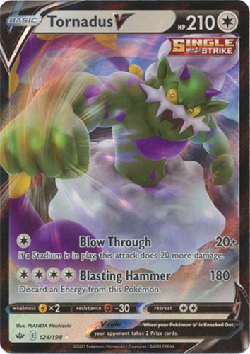 Pokemon Card - S&S: Chilling Reign 124/198 - TORNADUS V (holo-foil):  BBToyStore.com - Toys, Plush, Trading Cards, Action Figures & Games online  retail store shop sale