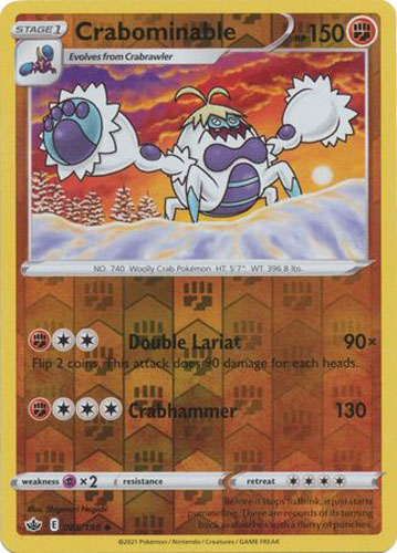 Pokemon Card - S&S: Chilling Reign 085/198 - CRABOMINABLE (reverse holo): BBToyStore.com - Toys, Plush, Trading Cards, Action Figures & Games online retail store shop sale Pokemon Card - S&S: Chilling Reign 085/198 - CRABOMINABLE (reverse holo): BBToyStore.com - Toys, Plush, Trading Cards, Action Figures & Games online retail store shop sale