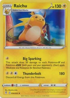 Pokemon Card - S&S: Evolving Skies 050/203 - RAICHU (holo-foil)