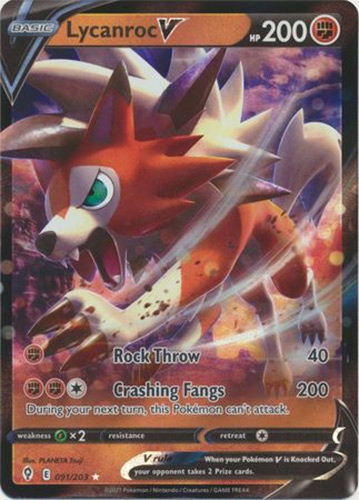 Pokemon Card - S&S: Evolving Skies 091/203 - LYCANROC V (holo-foil)