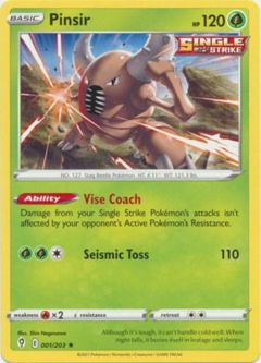 Pokemon Card - S&S: Evolving Skies 001/203 - PINSIR (rare)