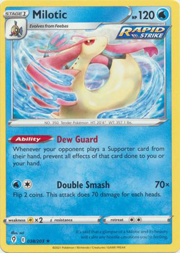 pokemon evolving skies rare cards Pokemon Card - S&S: Evolving Skies 038/203 - MILOTIC (rare): BBToyStore.com