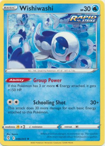 Pokemon Card - S&S: Evolving Skies 046/203 - WISHIWASHI (rare):  BBToyStore.com - Toys, Plush, Trading Cards, Action Figures & Games online  retail store shop sale