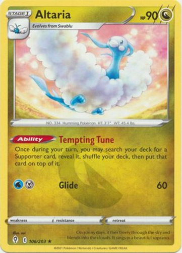 Pokemon Card - S&S: Evolving Skies 106/203 - ALTARIA (rare): BBToyStore.com  - Toys, Plush, Trading Cards, Action Figures & Games online retail store  shop sale