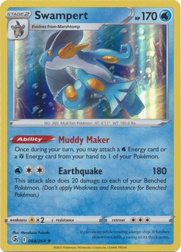 Swampert 64/264 - SWSH08 Fusion Strike Reverse Holofoil Near Mint