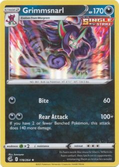 Pokemon Card - Sword & Shield Fusion Strike 178/264 - GRIMMSNARL (holo-foil)