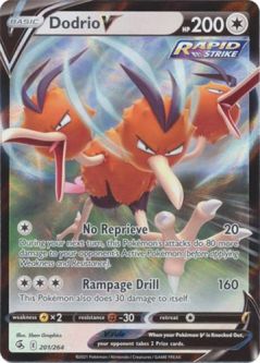 Pokemon Card - Sword & Shield Fusion Strike 201/264 - DODRIO V (holo-foil)