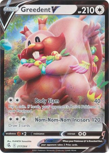 Pokemon Card - S&S: Fusion Strike 217/264 - GREEDENT V (holo-foil)