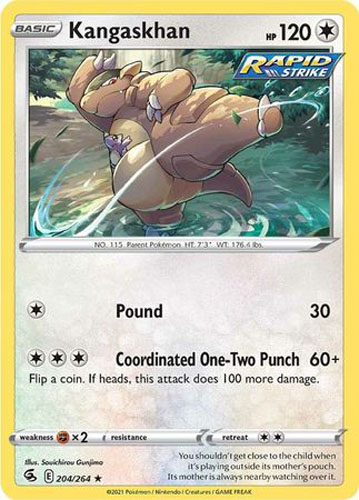 Pokemon Card - S&S: Fusion Strike 204/264 - KANGASKHAN (rare):  BBToyStore.com - Toys, Plush, Trading Cards, Action Figures & Games online  retail store shop sale