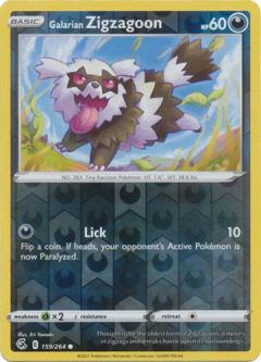 Pokemon Card - S&S: Fusion Strike 159/264 - GALARIAN ZIGZAGOON (reverse holo)