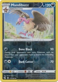 Pokemon Card - S&S: Fusion Strike 173/264 - MANDIBUZZ (reverse holo)