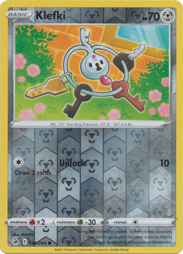 Pokemon Card - S&S: Fusion Strike 186/264 - KLEFKI (reverse holo): BBToyStore.com - Toys, Plush, Trading Cards, Action Figures & Games online retail store shop sale Pokemon Card - S&S: Fusion Strike 186/264 - KLEFKI (reverse holo): BBToyStore.com - Toys, Plush, Trading Cards, Action Figures & Games online retail store shop sale