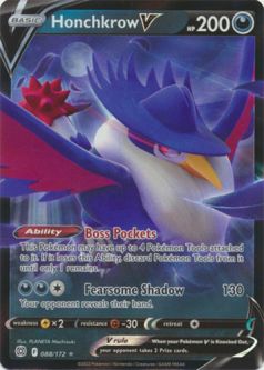 Pokemon Card - S&S: Brilliant Stars 088/172 - HONCHKROW V (holo-foil)