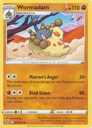 Pokemon Card - S&S: Brilliant Stars 077/172 - WORMADAM (rare):  BBToyStore.com - Toys, Plush, Trading Cards, Action Figures & Games online  retail store shop sale