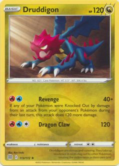 Pokemon Card - S&S: Brilliant Stars 113/172 - DRUDDIGON (rare)