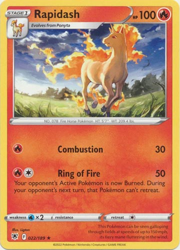 Pokemon Card - S&S: Astral Radiance 022/189 - RAPIDASH (rare):  BBToyStore.com - Toys, Plush, Trading Cards, Action Figures & Games online  retail store shop sale