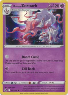 Pokemon Card - S&S: Lost Origin 076/196 - HISUIAN ZOROARK (holo-foil)