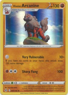 Pokemon Card - S&S: Lost Origin 084/196 - HISUIAN ARCANINE (holo-foil)
