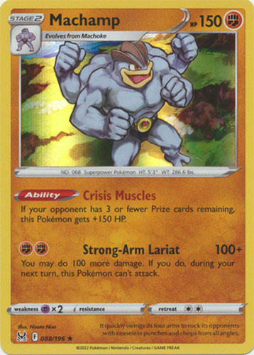 アメリカ購入品 表面はほぼ無傷 Machamp Pokemon Card - S&S: Lost Origin 088/196 - MACHAMP (holo-foil