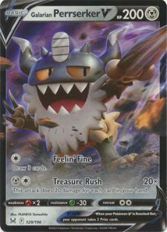 Pokemon Card - S&S: Lost Origin 129/196 - GALARIAN PERRSERKER V (holo-foil)
