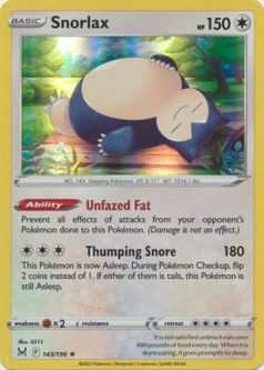 Pokemon Card - S&S: Lost Origin 143/196 - SNORLAX (holo-foil)
