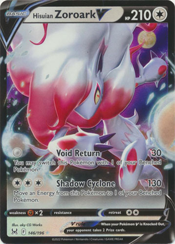 Pokemon Card - S&S: Lost Origin 146/196 - HISUIAN ZOROARK V (holo-foil)