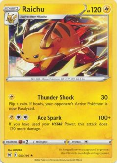 Pokemon Card - S&S: Lost Origin 053/196 - RAICHU (rare)