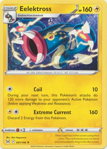 Pokemon Card - S&S: Lost Origin 061/196 - EELEKTROSS (rare): BBToyStore.com  - Toys, Plush, Trading Cards, Action Figures & Games online retail store  shop sale