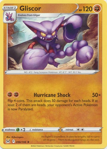 Pokemon Card - S&S: Lost Origin 096/196 - GLISCOR (rare): BBToyStore.com - Toys, Plush, Trading Cards, Action Figures & Games online retail store shop sale Pokemon Card - S&S: Lost Origin 096/196 - GLISCOR (rare): BBToyStore.com - Toys, Plush, Trading Cards, Action Figures & Games online retail store shop sale