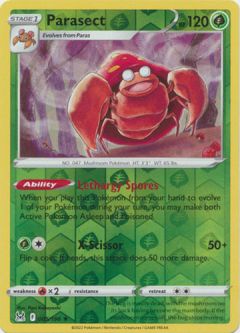 Pokemon Card - S&S: Lost Origin 005/196 - PARASECT (reverse holo)