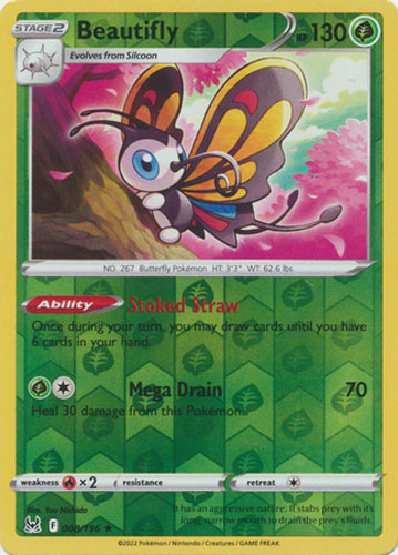 Pokemon Card - S&S: Lost Origin 008/196 - BEAUTIFLY (reverse holo): BBToyStore.com - Toys, Plush, Trading Cards, Action Figures & Games online retail store shop sale Pokemon Card - S&S: Lost Origin 008/196 - BEAUTIFLY (reverse holo): BBToyStore.com - Toys, Plush, Trading Cards, Action Figures & Games online retail store shop sale