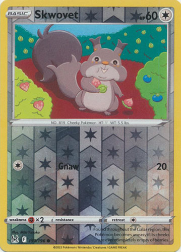 Pokemon Card - S&S: Lost Origin 150/196 - SKWOVET (reverse holo): BBToyStore.com - Toys, Plush, Trading Cards, Action Figures & Games online retail store shop sale Pokemon Card - S&S: Lost Origin 150/196 - SKWOVET (reverse holo): BBToyStore.com - Toys, Plush, Trading Cards, Action Figures & Games online retail store shop sale