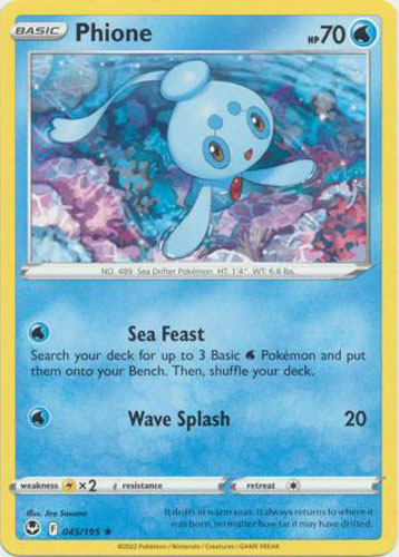 Pokemon Card - S&S: Silver Tempest 045/195 - PHIONE (rare): BBToyStore.com  - Toys, Plush, Trading Cards, Action Figures & Games online retail store  shop sale